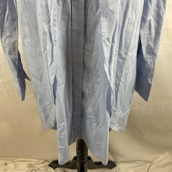 Halston Heritage Shirt Dress 4 Light Blue Oversized Pleat Detail Button Front - Picture 5 of 12